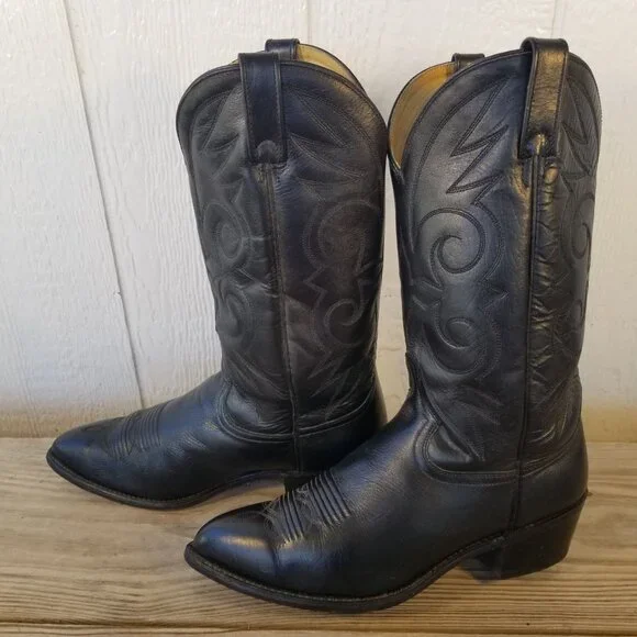 Vintage Mens Acme 16105 Black Cowboy Boots Size 10 D MENS ACME 16105 BLACK COWBOY BOOTS SIZE 8.5 EW | eBay main image 4